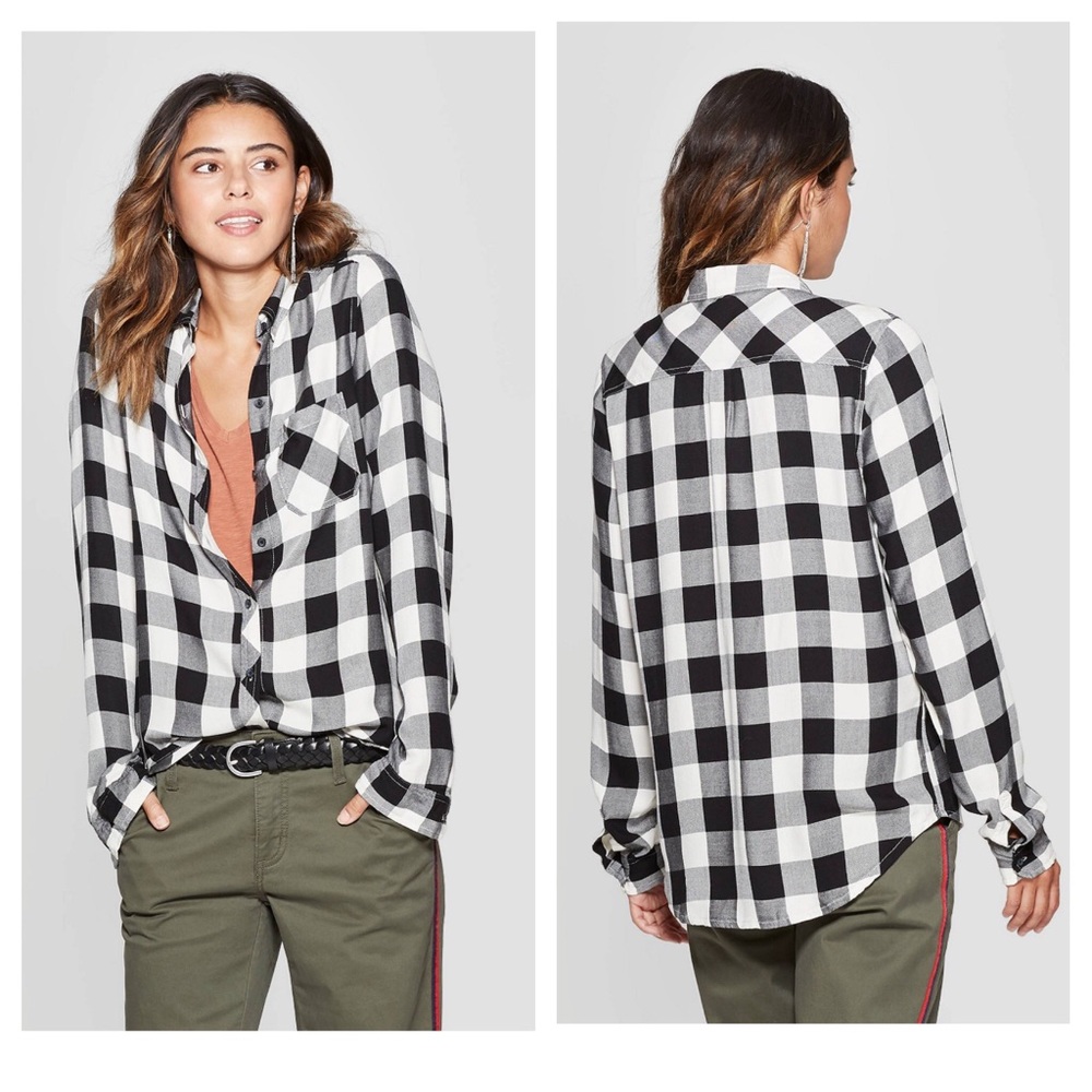 Universal Thread Button-Down Shirt - Black/White S